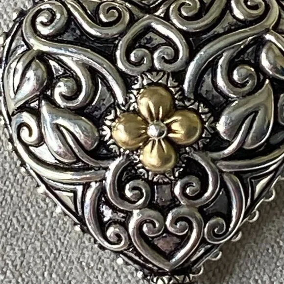 Barbara Bixby 925 Sterling Silver & 18K Gold Heart Locket Enhancer Pendant Pearl - Picture 9 of 11